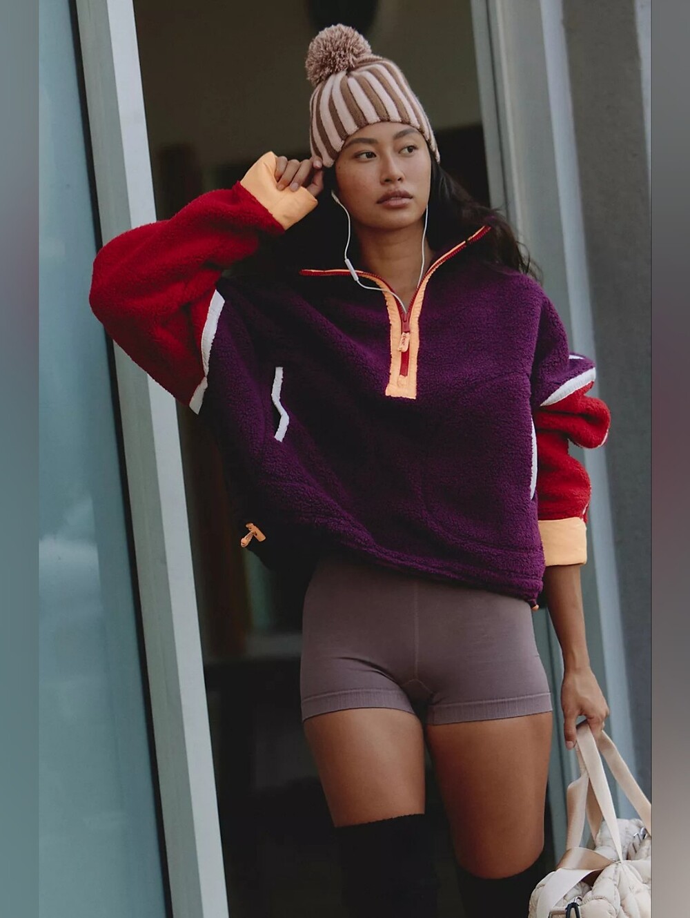 NWT Free People FP Movement Mountain High Colorblock Half Zip Fleece Oversize XS